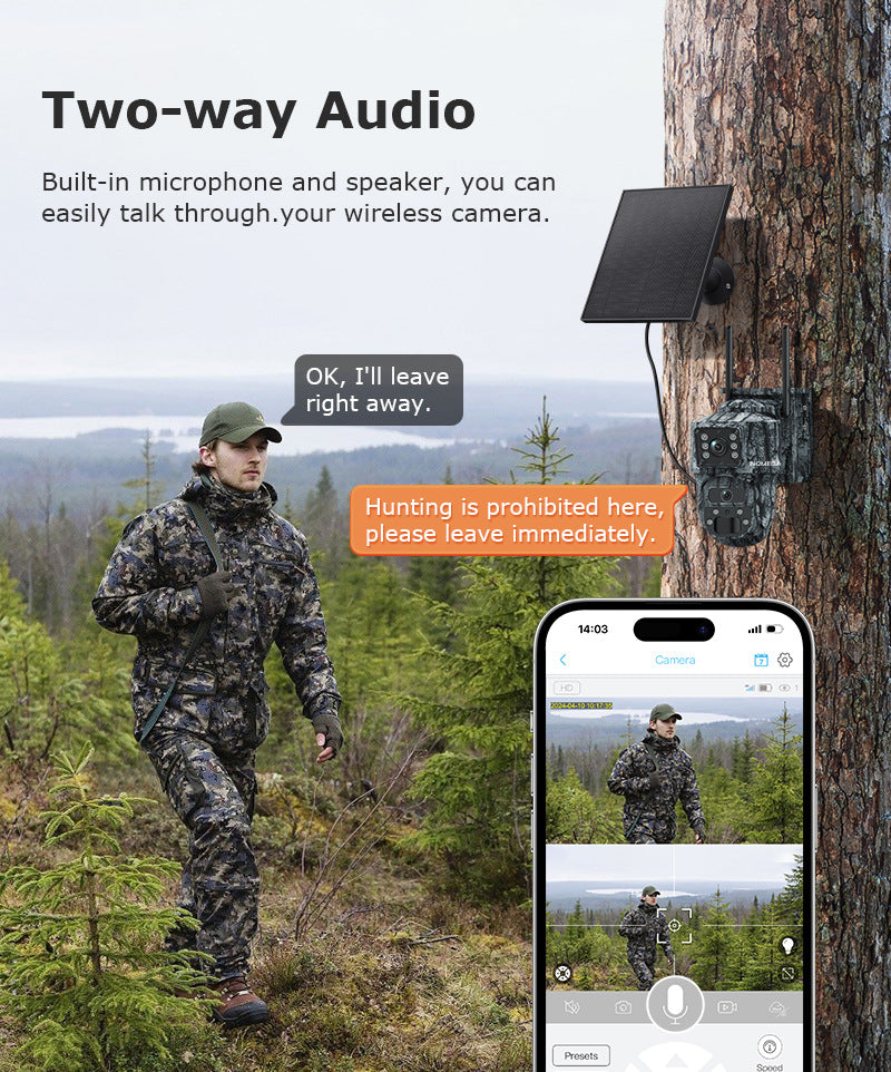 Private Model4G Solar camera dual lens dual view6MP HD Outdoor Camouflage Surveillance Camera