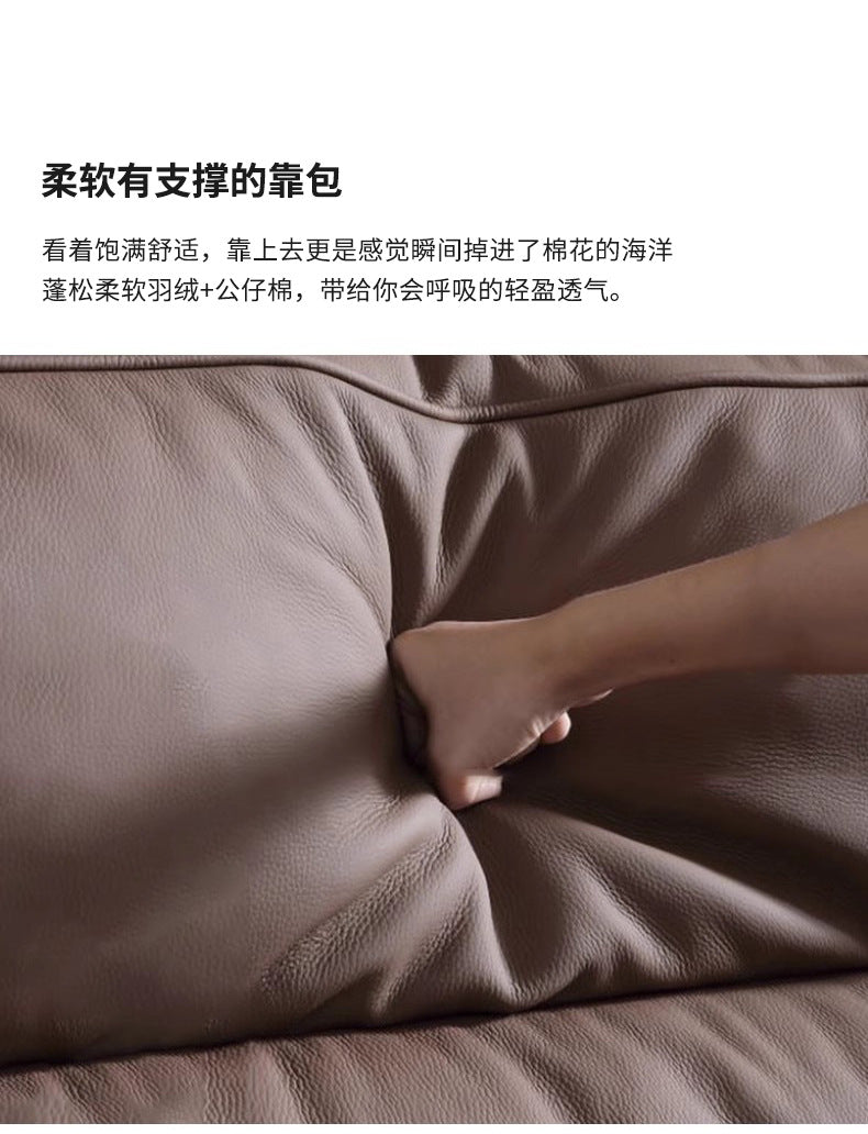 Source Factory Living Room Leather Sofa Italian Minimalist High Back Straight Row Genuine Leather Sofa Small Apartment High Leg Sofa Shipping and tax not included