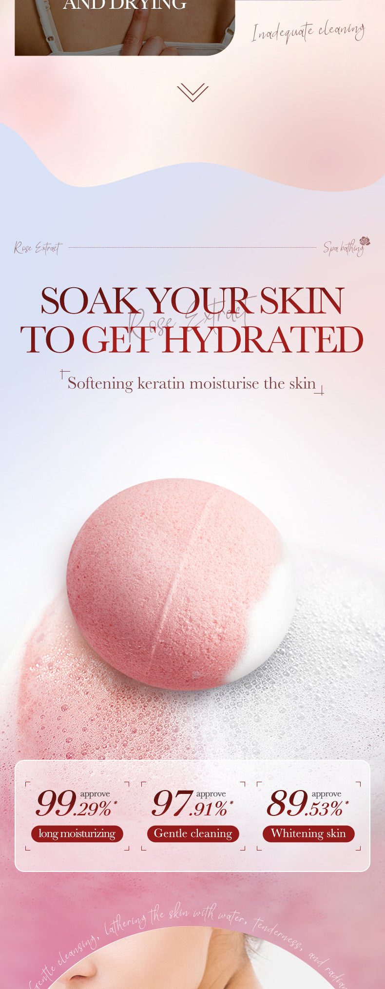 Rose Bath Salt Balls SADOER Deep Cleansing Body Universal Bath Ball Cross-Border Foreign Trade Wholesale