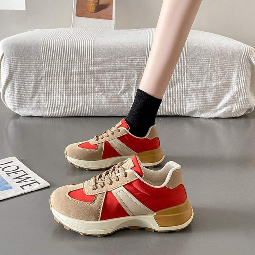 Thick-Soled Waffle Waist-Accentuating Women's Sneakers2025Spring and summer new retro fashion height-increasing running sports casual shoes