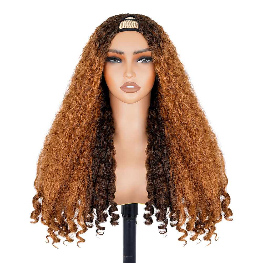 Ombre Brown V part Afro Wig with Different Color Cross-Border African Roll