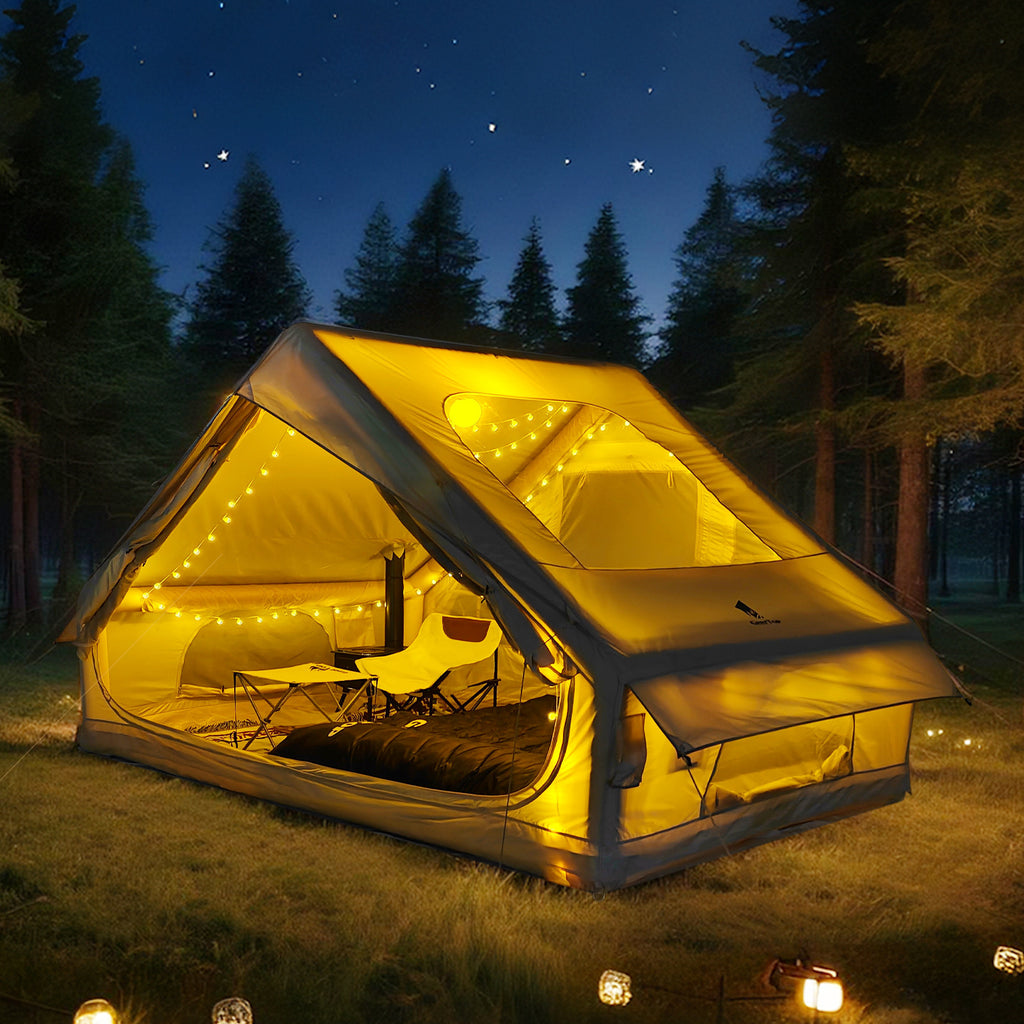 6.3㎡Inflatable Tent Outdoor Camping Oxford Cloth Light Luxury Family Camping Small House Camp Tent3-4People