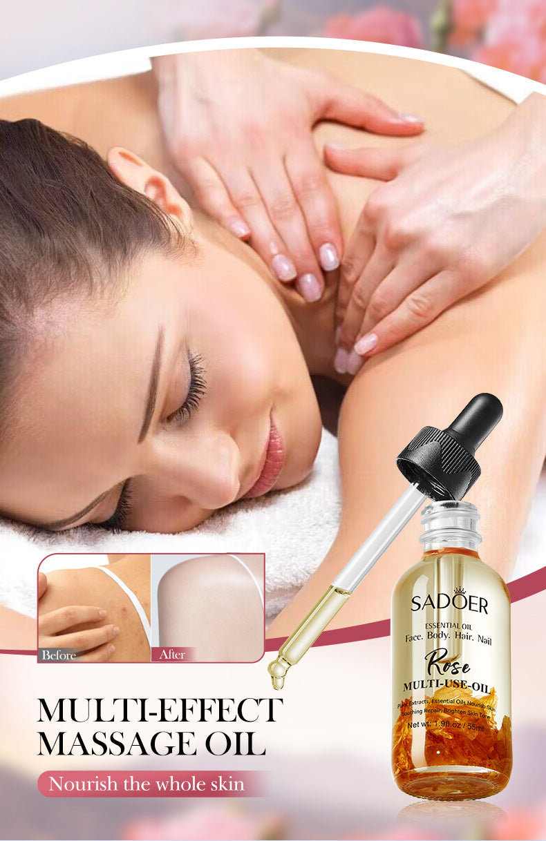Rose Dried Flower Multi-effect Massage Oil SADOER Moisturizing skin body essential oil cross-border foreign trade wholesale
