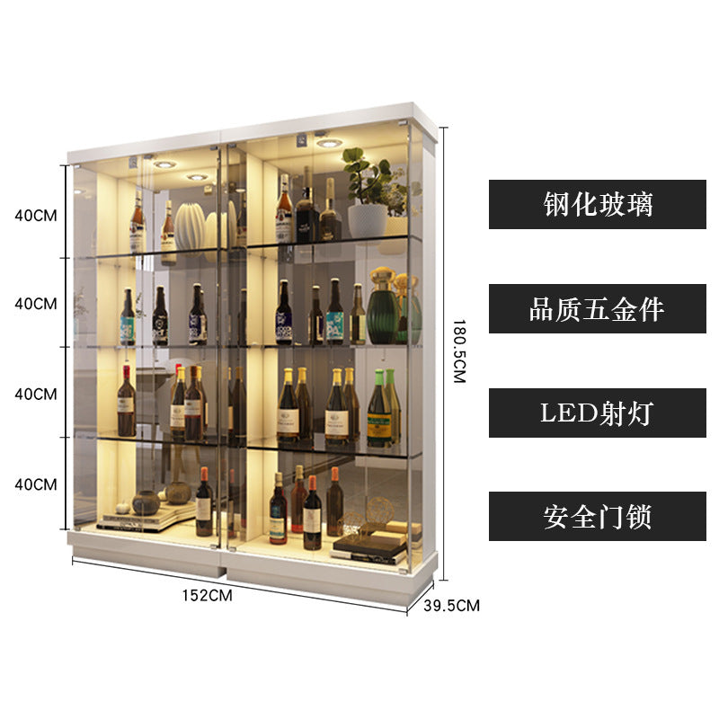 Custom Apartment Glass Wine Cabinet Light Luxury Transparent Collection Figurine Display Cabinet Factory Direct Sales Undertakes Hotel Projects
