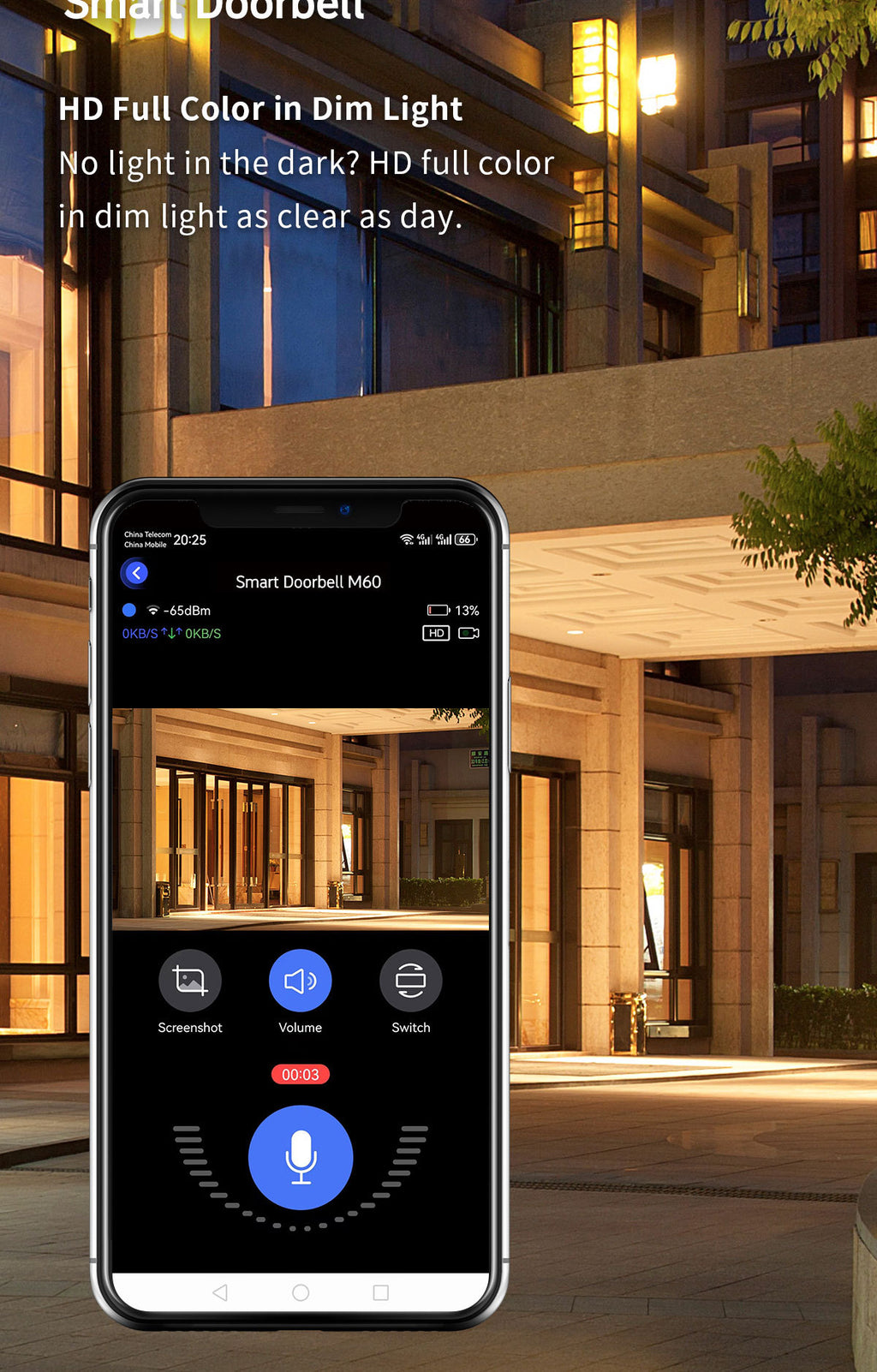 Low Power Consumption Wireless Visual Smart Doorbell Voice Intercom Home Alarm wifi Mobile Remote Electronic Cat Eye