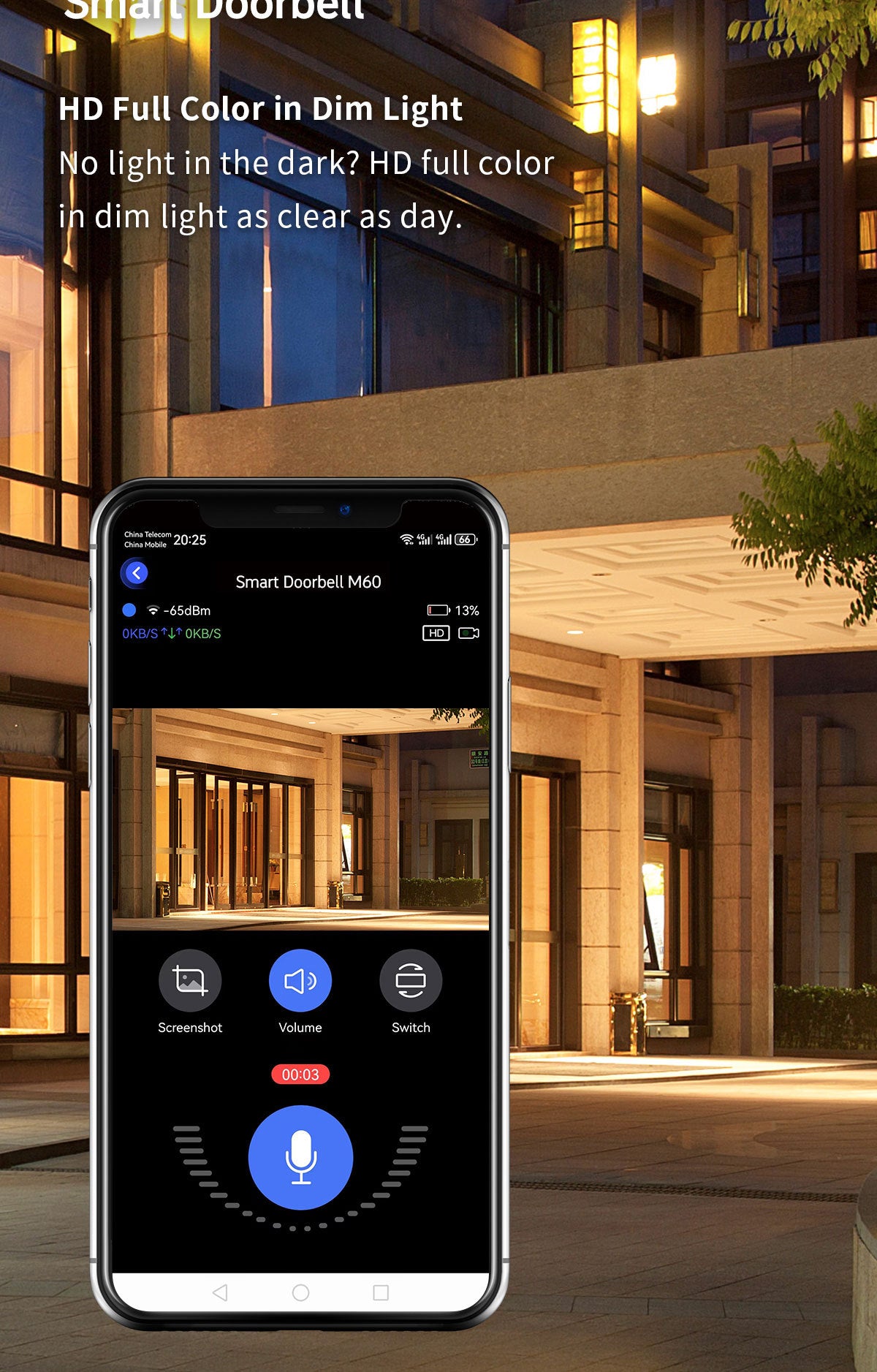 Low Power Consumption Wireless Visual Smart Doorbell Voice Intercom Home Alarm wifi Mobile Remote Electronic Cat Eye