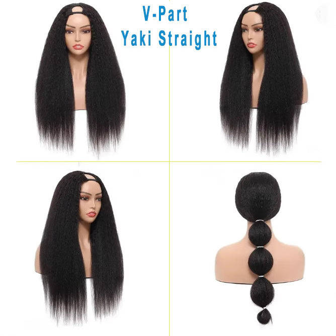 Factory Direct Sale V-part Yaki Straight Wig For Women
