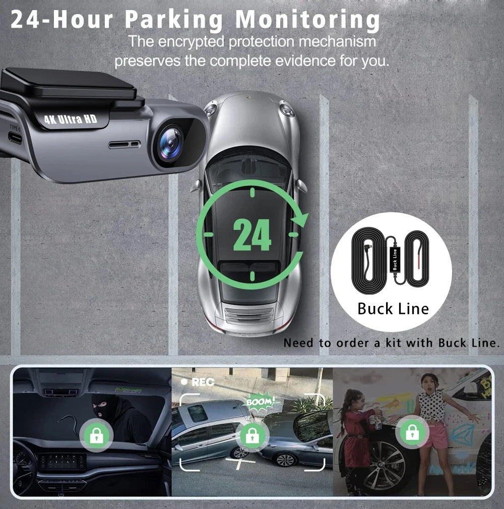 K05New4K Driving Recorder Mobile Phone Interconnection WIFI HD Night Vision Installation-Free Car Recorder