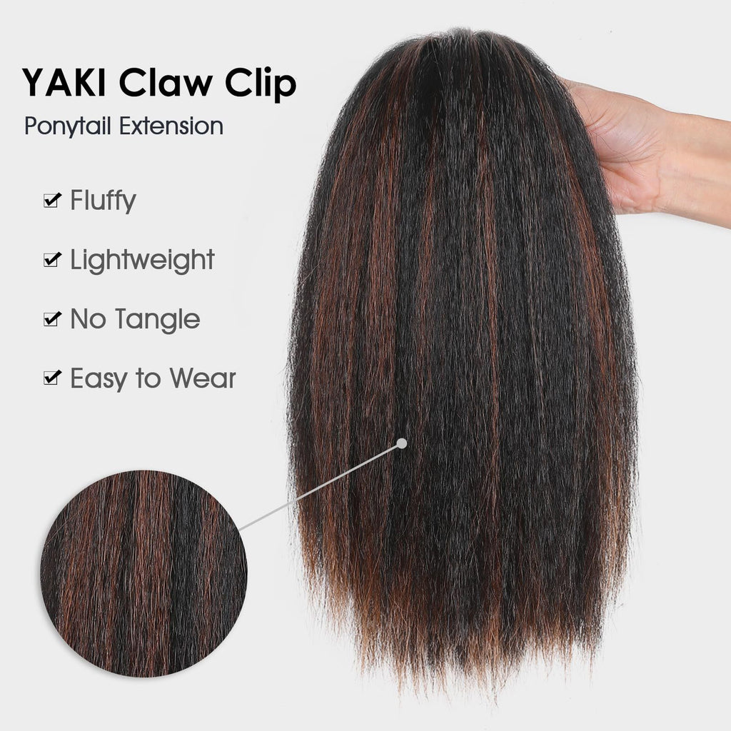 European and American Style Claw Clip Ponytail Wig yaki Ponytail Fluffy Straight Hair Short Ponytail African Synthetic Long Hair Braid