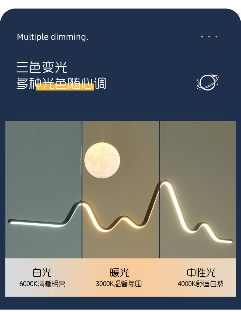 Restaurant Chandelier Light Luxury Dining Room Dining Table Bar Modern Minimalist Moon Lamp Minimalist Long Strip Guangdong Zhongshan Factory