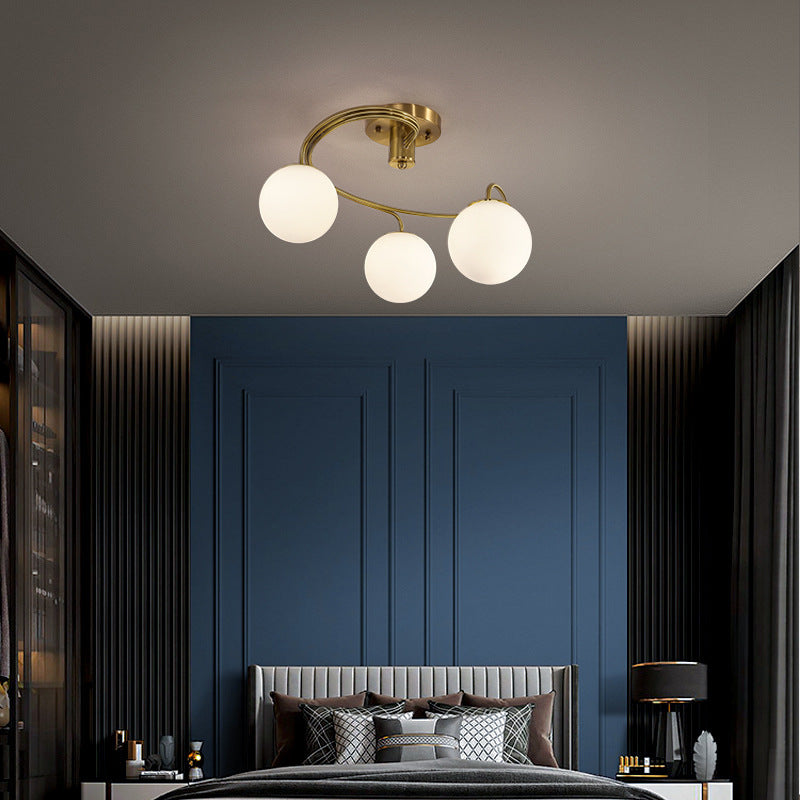 All-Copper Ceiling Light Nordic Creative Lighting Living Room Light Master Bedroom Ceiling Light Post-Modern Minimalist Dining Room Light