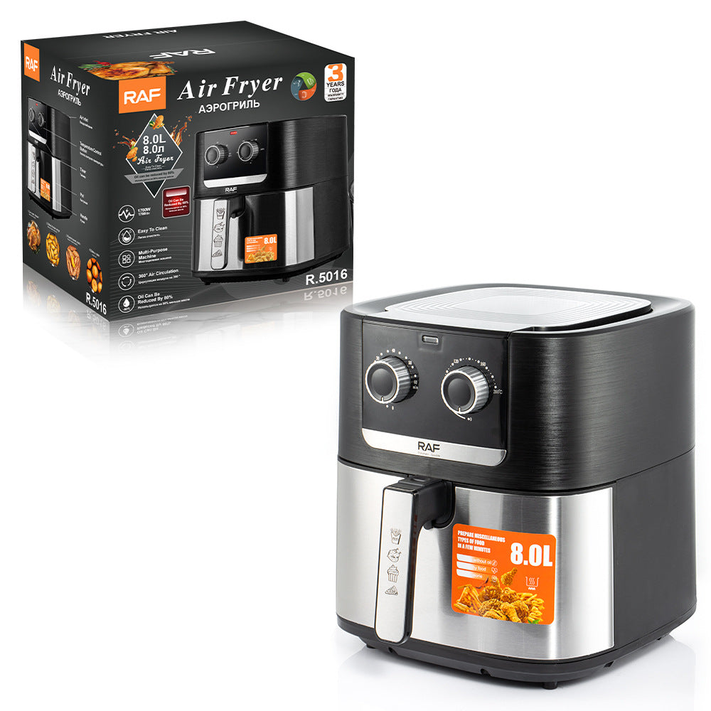 RAF European Standard Household Oil-Free Fryer Smokeless Electric Grill Electric Cooking Pot Air Fryer8L Large Capacity
