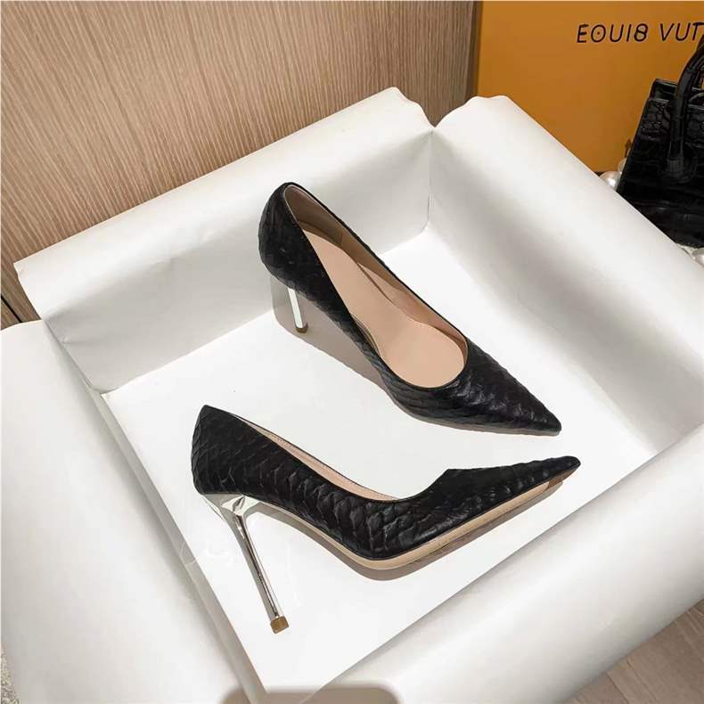 White High Heels Professional Elegant Goddess Style Paired with Dress Comfortable Thin Heel Pointed Toe Single Shoes Socialite Party