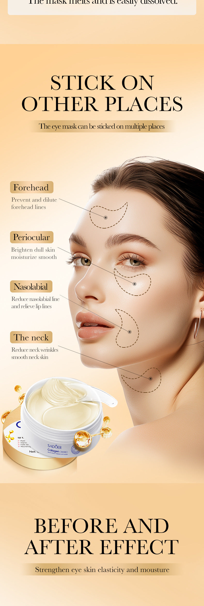 Full English Collagen Anti-Wrinkle Firming Eye Mask SADOER Hydrating and moisturizing eye mask patch  foreign trade wholesale