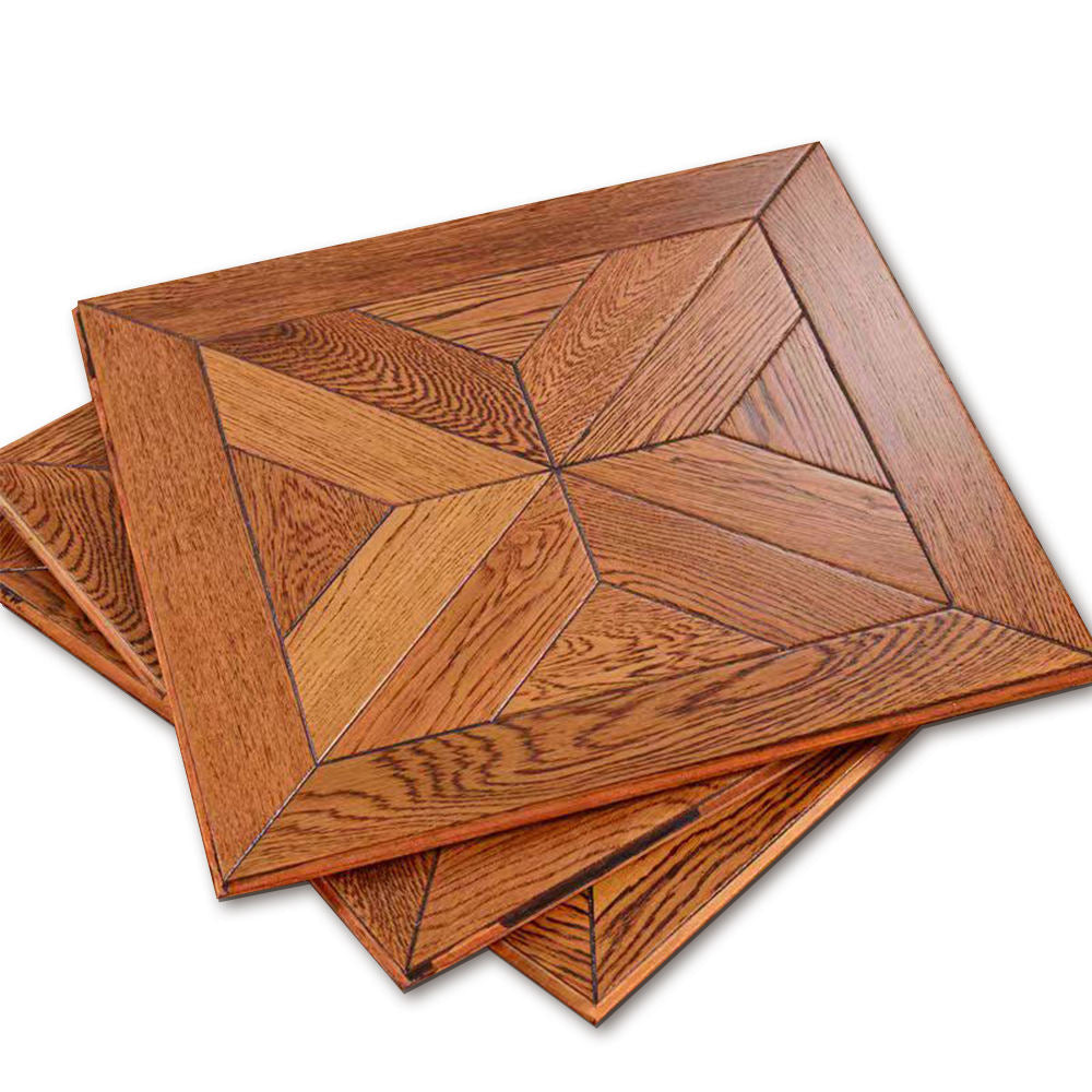 12mm Custom Square Rosewood Parquet Flooring | Engineered Hardwood Panels Deep Grain Texture Click Lock for Home Hotel Outdoor