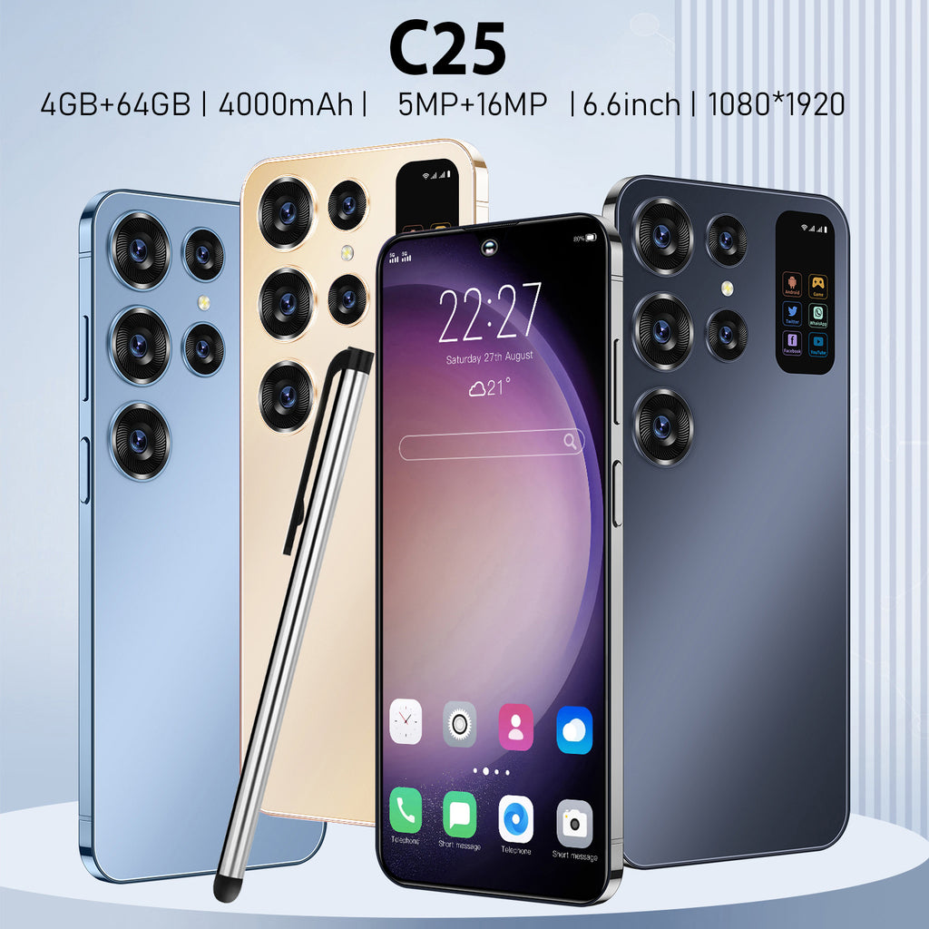 new smartphone C25 Android7.3Inch Large Screen4+64G Smartphone Shopee