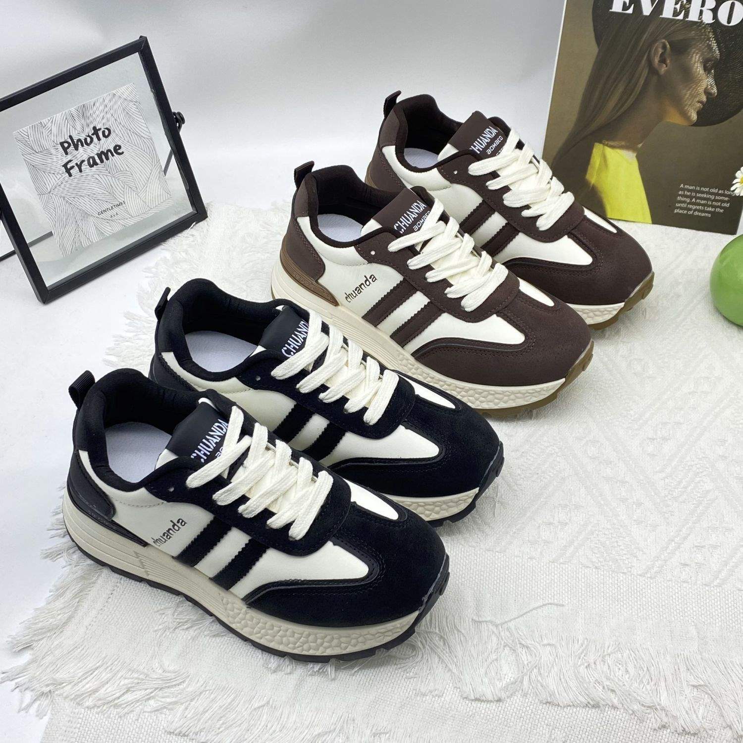 Platform Height Increasing Women's Shoes2025Spring and Summer New Versatile Forrest Gump Soft Sole Sports Casual Dad Shoes