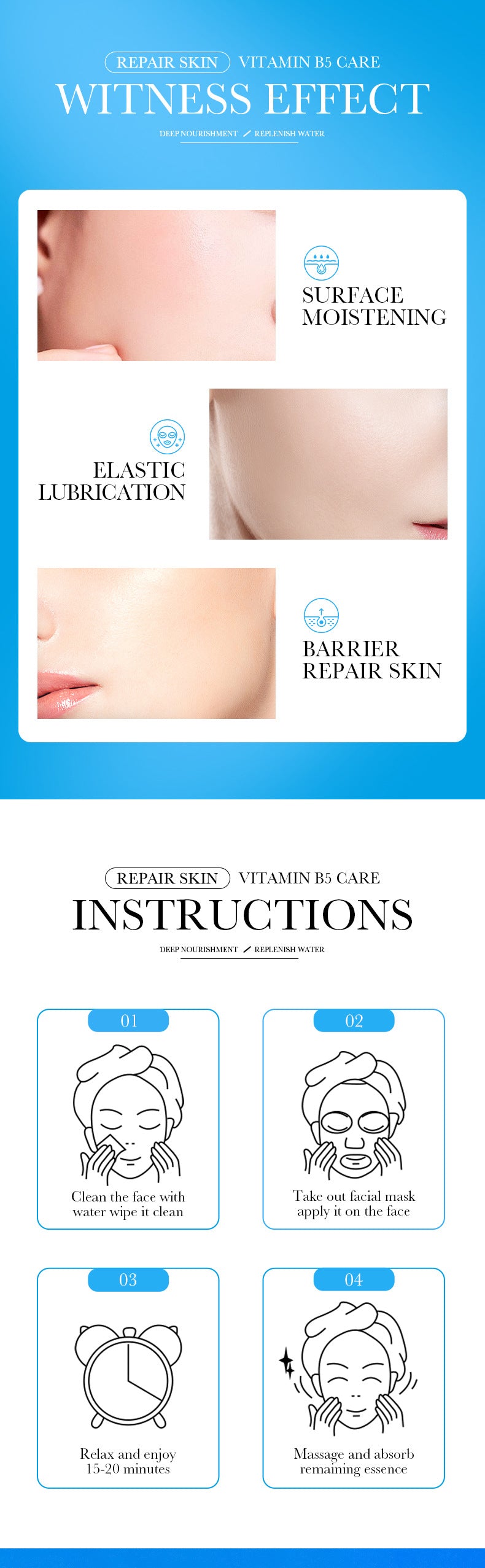 Vitamin B5Facial Mask30g BIOAOUA Hyaluronic acid hydrating and moisturizing cross-border foreign trade wholesale