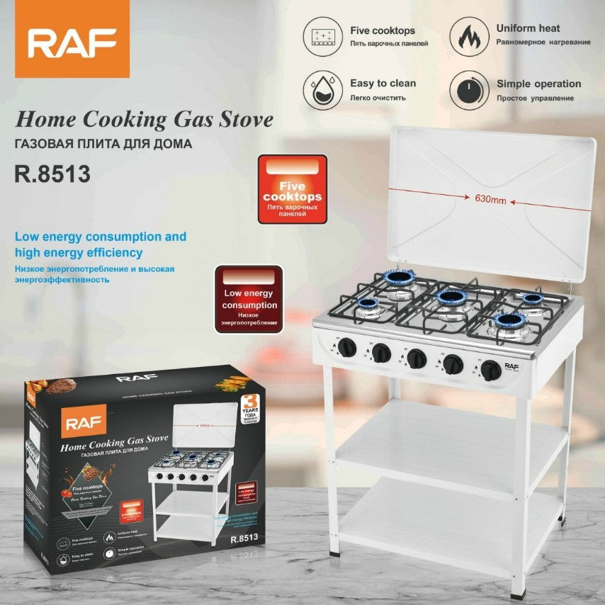 RAF European Standard Gas Five-Burner Stove Panel Household Low Energy Liquefied Gas Tabletop Flameout Protection R.8513