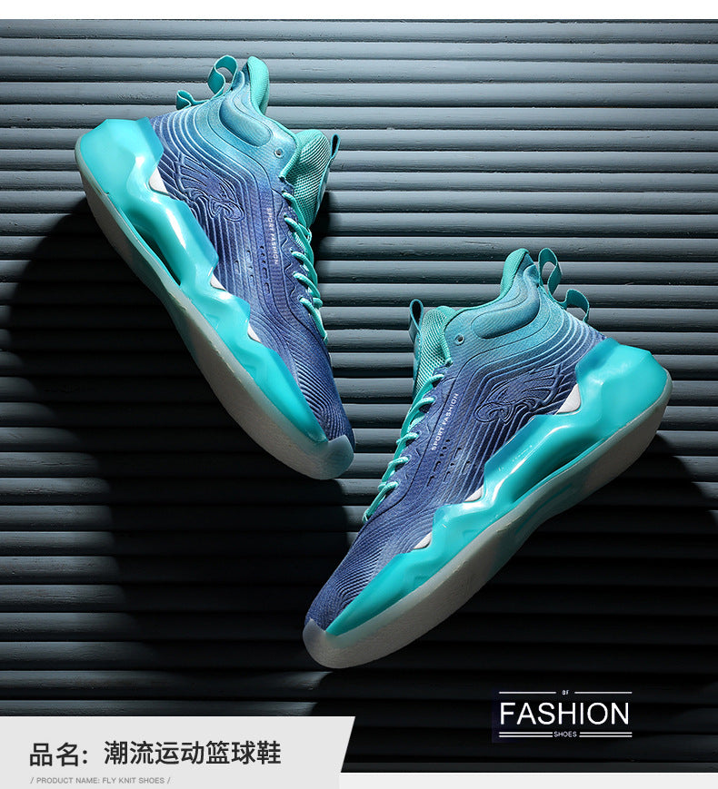 Autumn Winter New Wear-Resistant Anti-Slip Trendy Men's Sports Shoes Friction Sound Youth Professional Combat High-Top Basketball Shoes