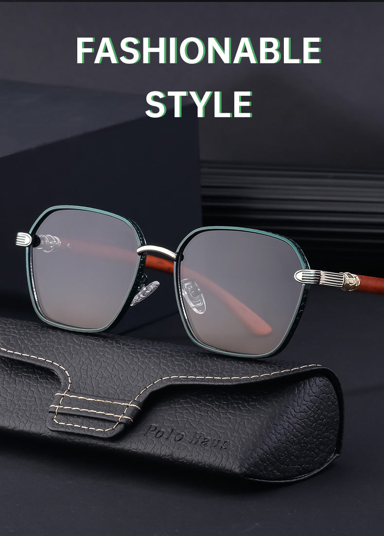 Vintage Imitation Wood Grain Temple Men's Sunglasses Outdoor Driving Square Frame Sunglasses Wholesale shades