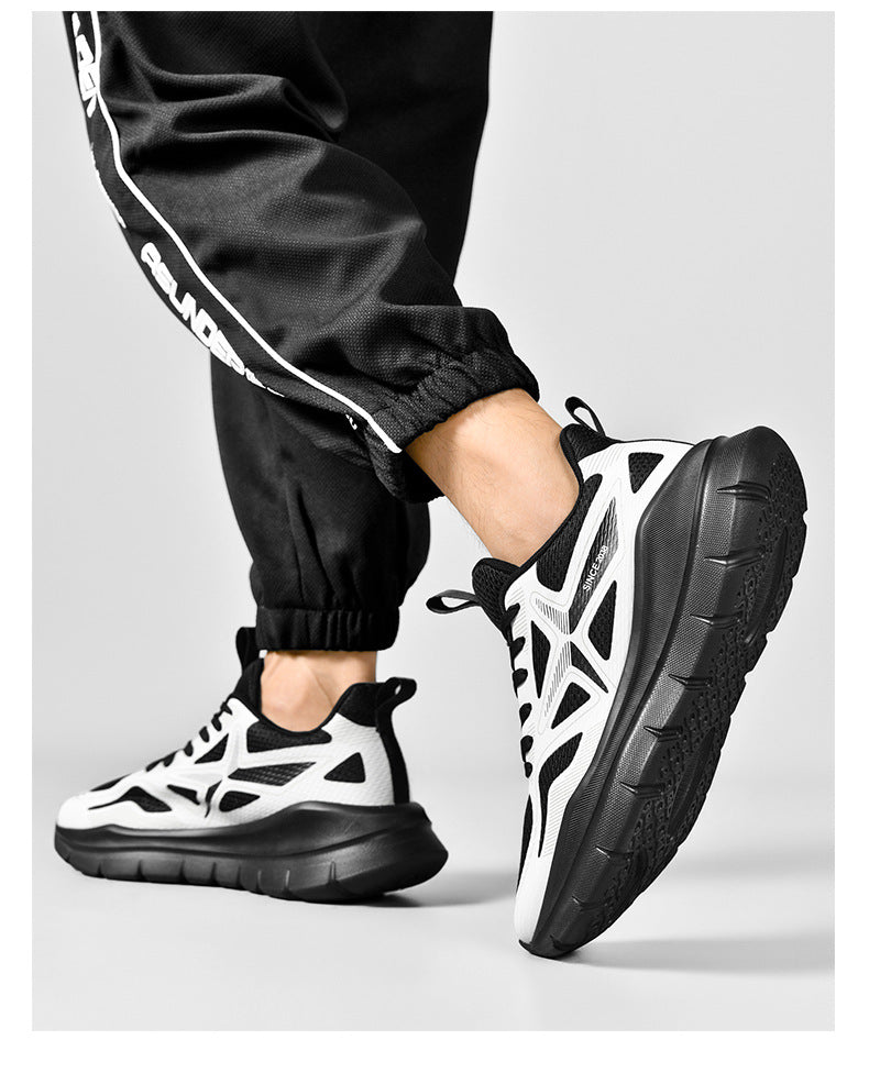 New Thick-Soled Racing Sports Shoes for Middle School Students, High Elastic Running Shoes for Men and Women, Breathable Flyknit Mesh Shoes for Couples