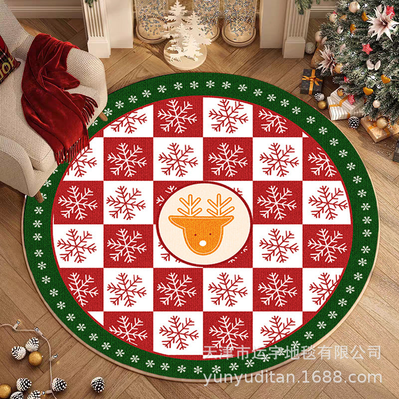 Christmas Carpet Round Living Room Mat Christmas Decoration Atmosphere Mat Christmas Tree Mat Labeling and Shipping