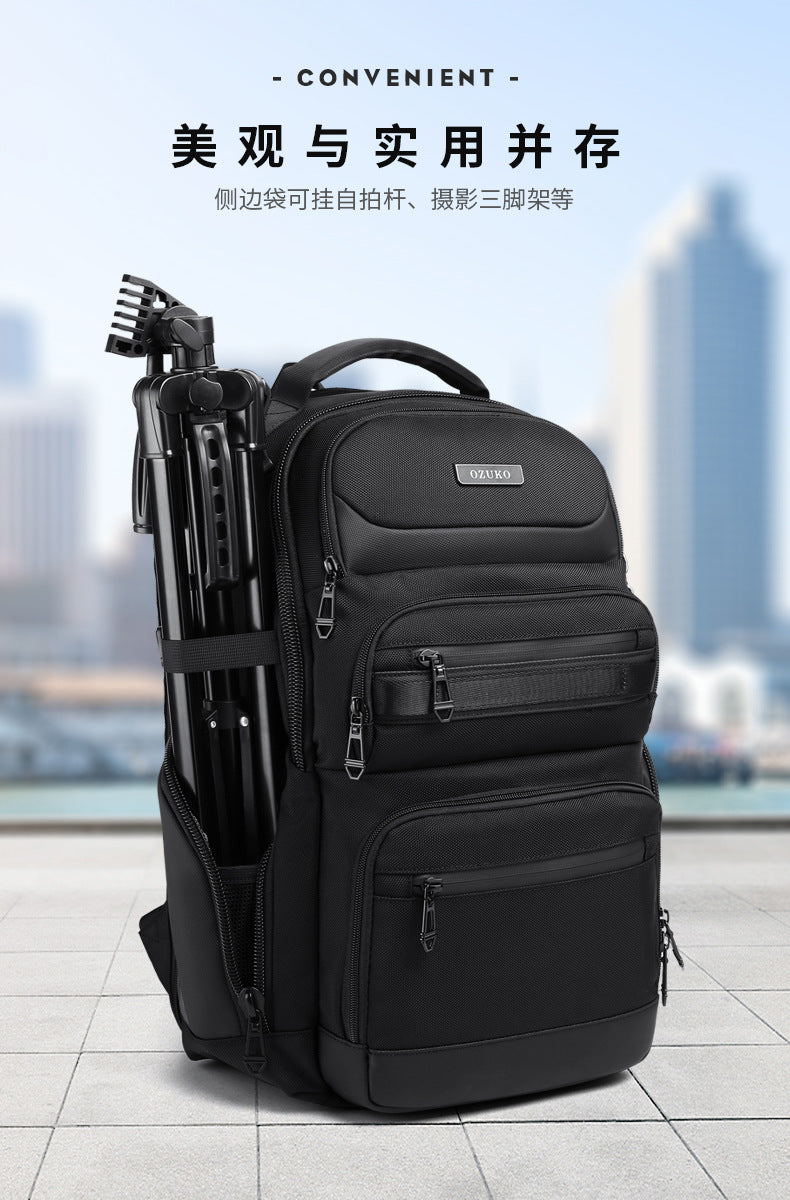 OZUKO Business Backpack Men's Computer Backpack Waterproof High-end Business Travel College Student Commuting School Bag