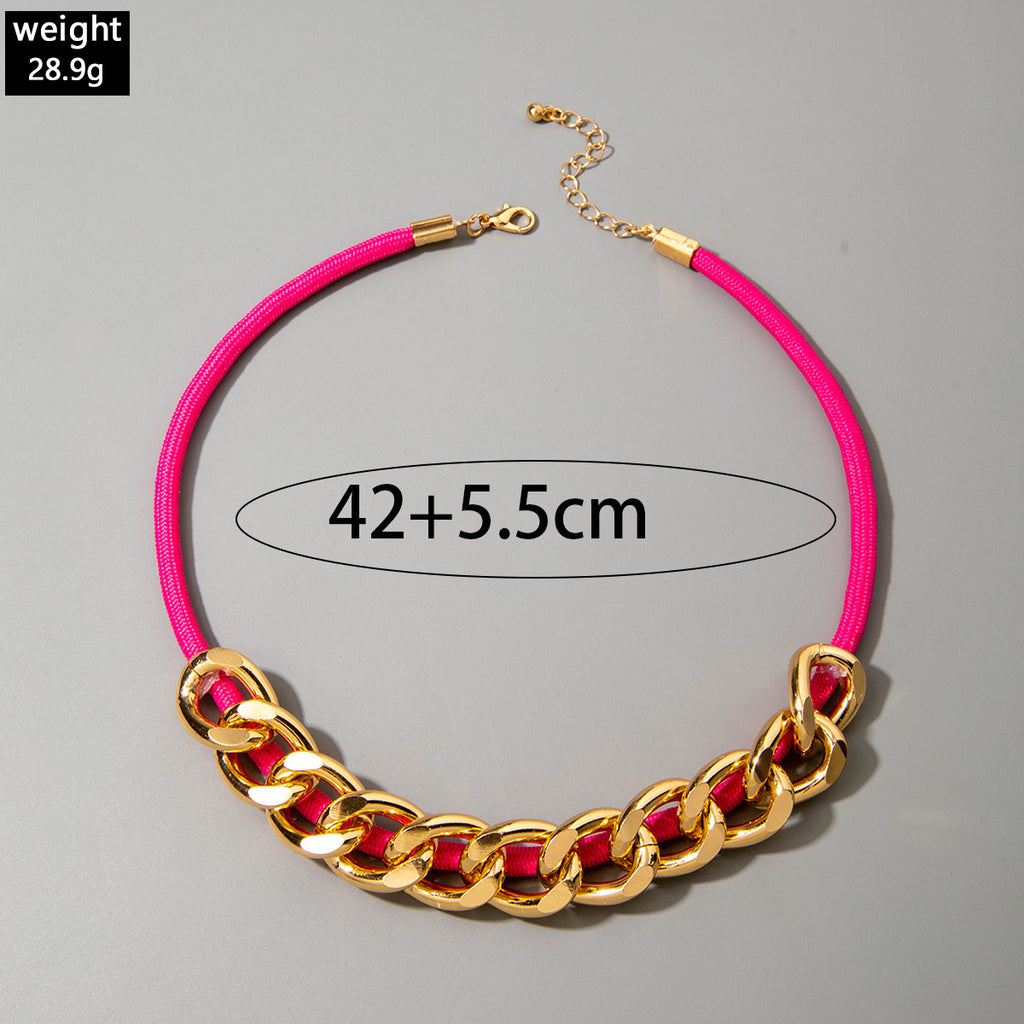 European and American Style Unique Knot Design Statement Necklace Drawstring Snake Chain Clavicle Chain Women's Simple Pendant Jewelry