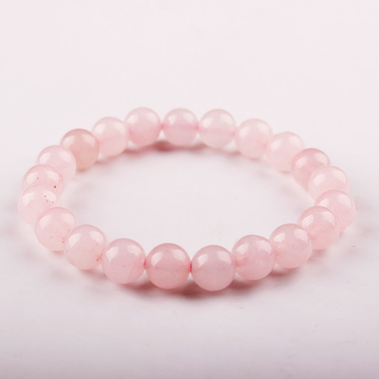 Women's Crystal Bracelet8mm Beaded Elastic Cord Simple Bracelet Natural Stone Beads Rose Quartz Bracelet