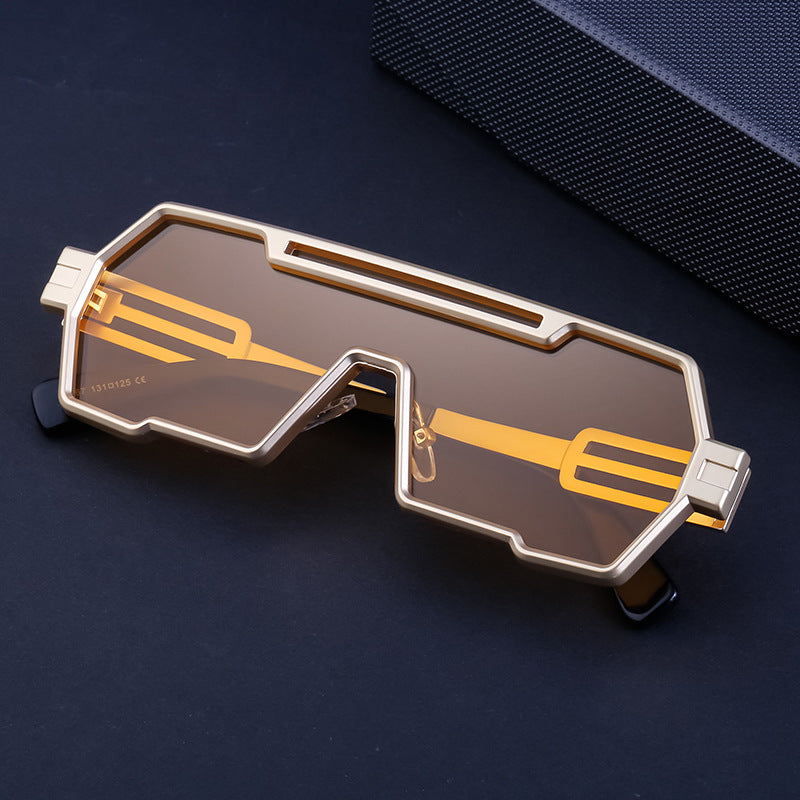 Vintage Sunglasses for Men, Steampunk Style, Irregular Sunglasses, High-End Driving Glasses, Sun Protection Integrated Glasses for Women