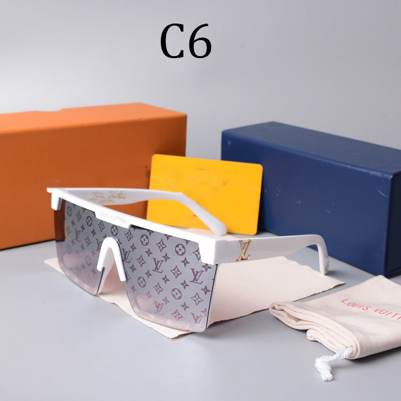 2022European and American Style Large Frame Integrated Half Frame Fashionable Personality Sunglasses for Men and Women One-piece Trendy Sunglasses