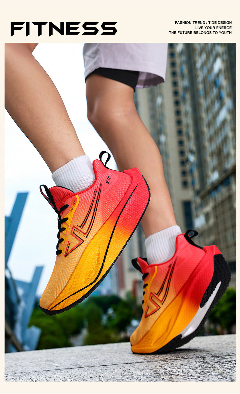 Mesh Men's Shoes New Thick-Soled Breathable Trendy Running Shoes Lightweight Shock-Absorbing Non-Slip Running Travel Shoes Casual Sports Shoes