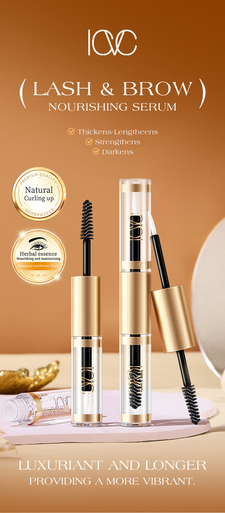 European Dropshipping Double-Ended Mascara Curling Dense Eyebrow Liquid Packaging Makeup Customizable Label