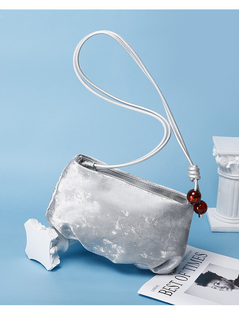 New Chinese Style Pleated Cloud Dumpling Bag Versatile Design Single Shoulder Women's Bag Textured Fashion Crossbody Women's Bag