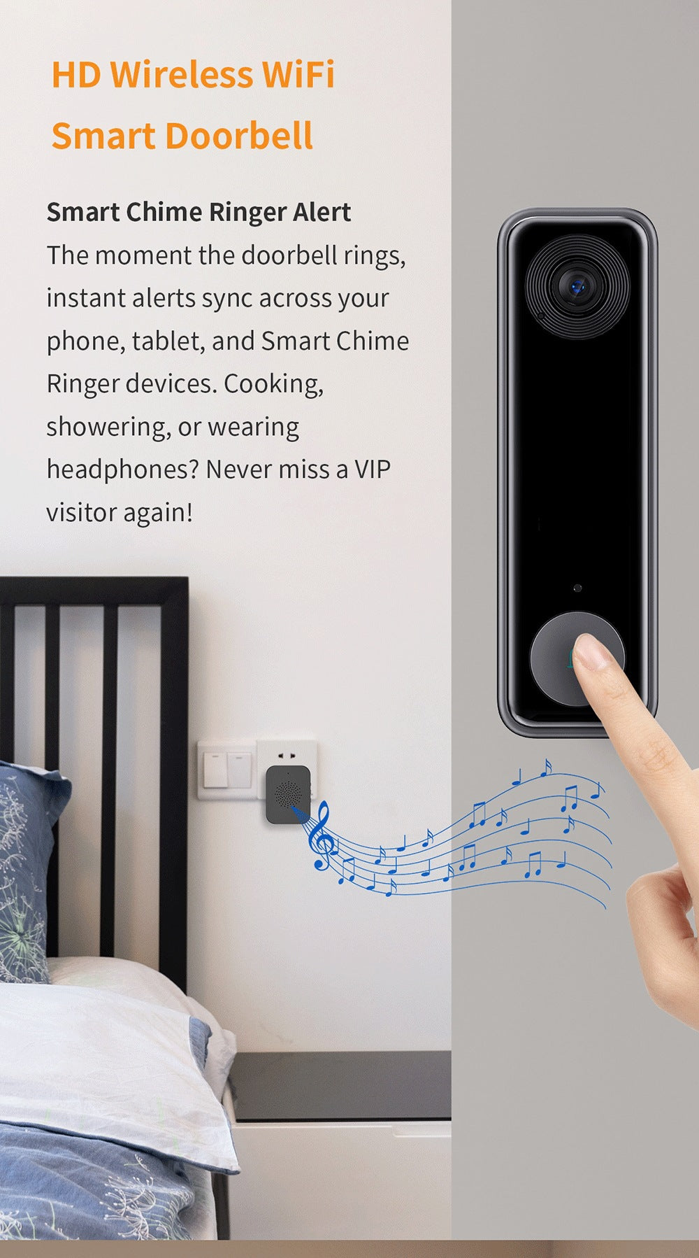 Intelligence Z70Doorbell for Home Use Low Power Consumption Wireless wifi Video Doorbell HD Night Vision Surveillance Doorbell with Ding Dong