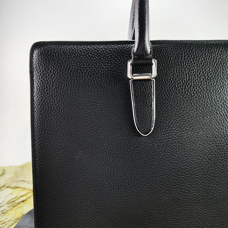 Anti-theft Fingerprint Lock Genuine Leather Briefcase Men's Business Handbag Commuting High-end Shoulder Crossbody Bag Fingerprint Unlock