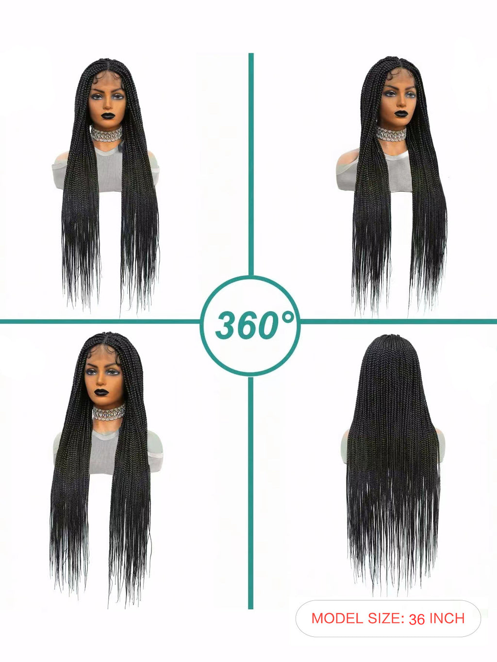 Foreign Trade Cross-Border European American African Wig for Women Full Hand-Woven Lace Three-Strand Braid Long Straight Hair Wig briad wig