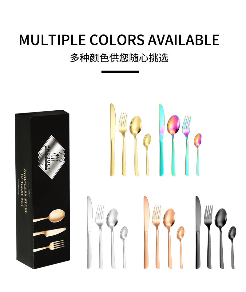 410Stainless Steel Tableware Restaurant Steak Knife Fork Oblique Handle Western Food Knife Fork Spoon6Human Portion24Set