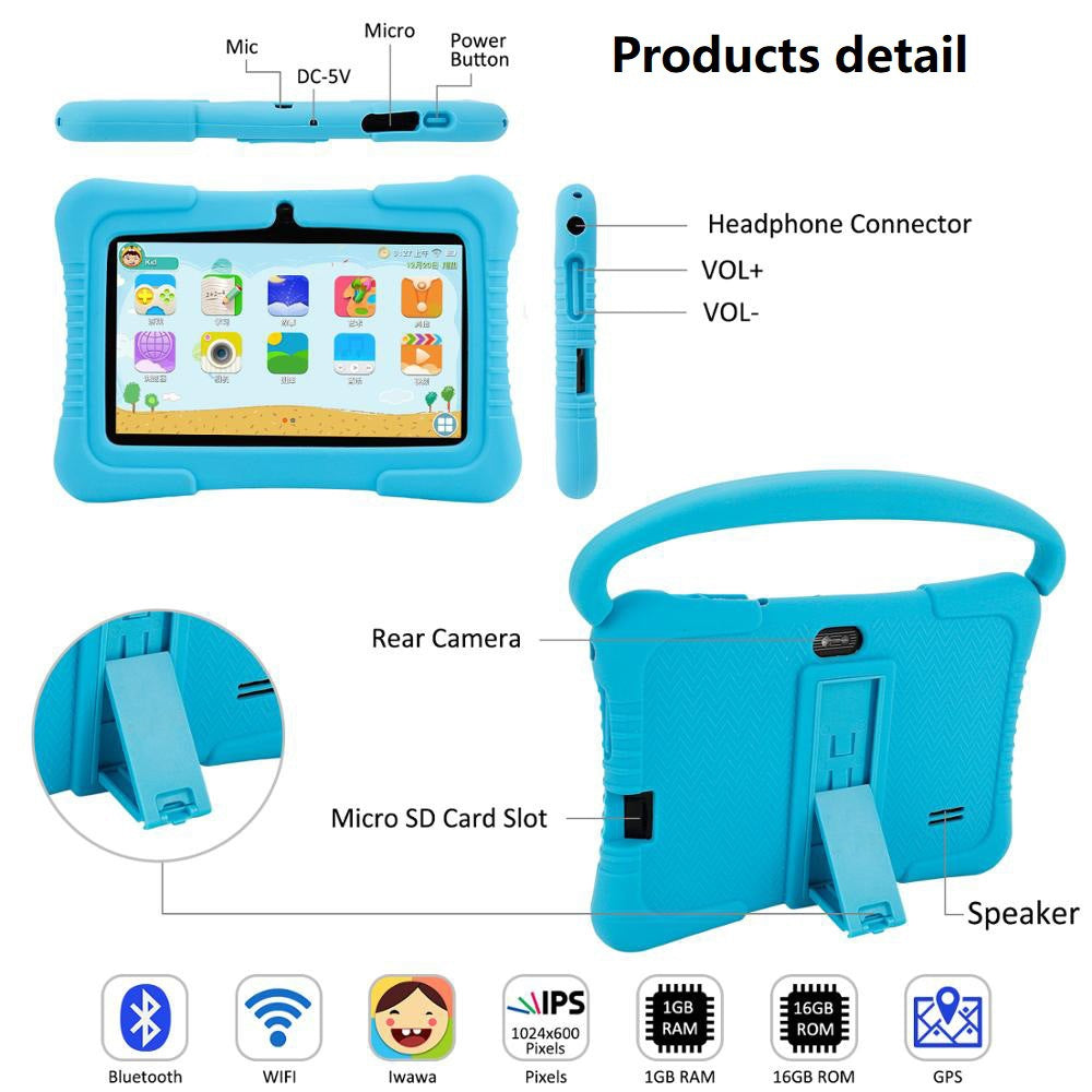 Tablet Pc7inch explosion-proof screen wifi Quad-core children's learning tablet with protective case