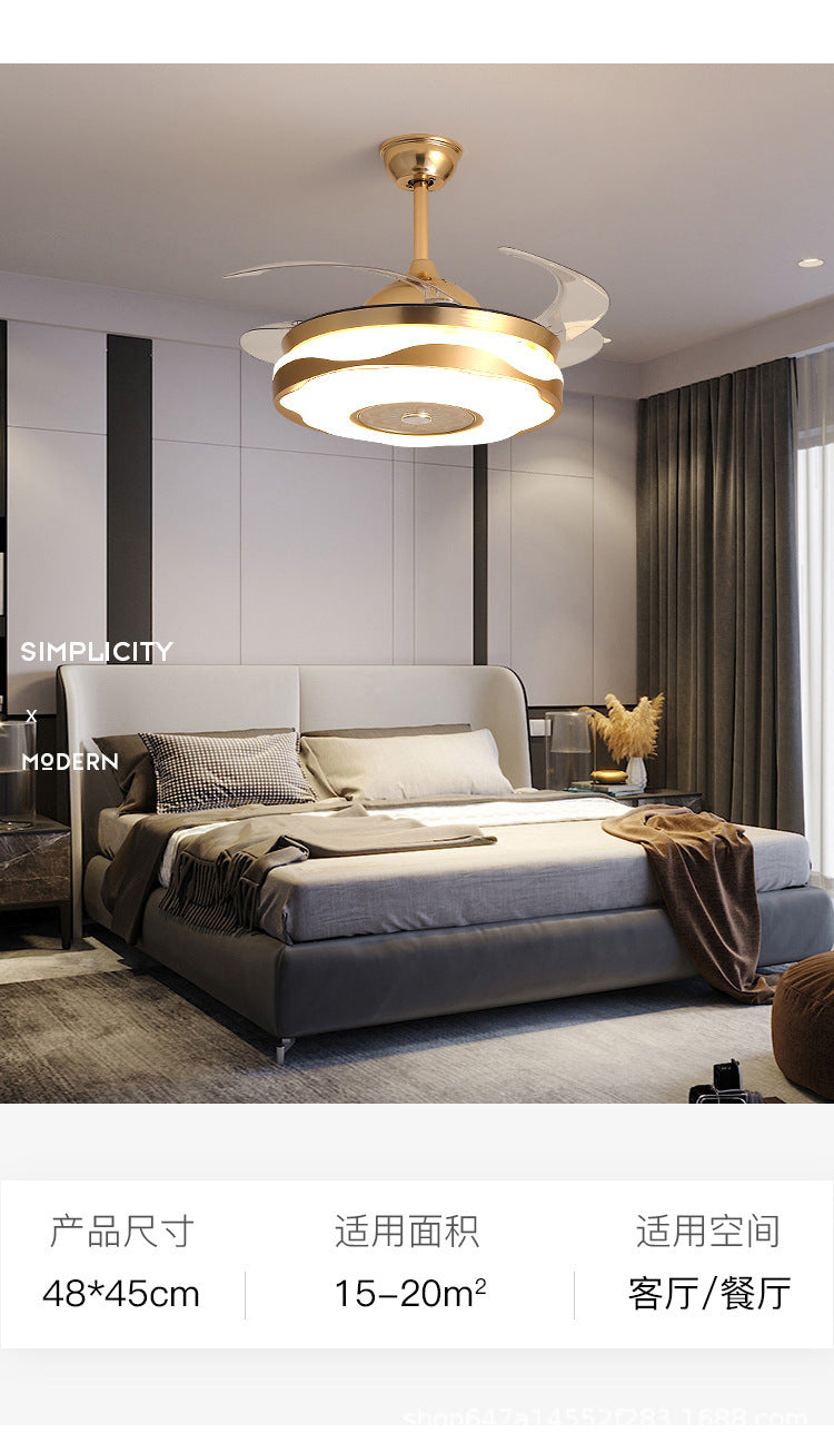 LED Invisible Fan Light for Dining Room and Bedroom, Modern Simple Ceiling Fan with Light, Variable Frequency Fan Light, Invisible