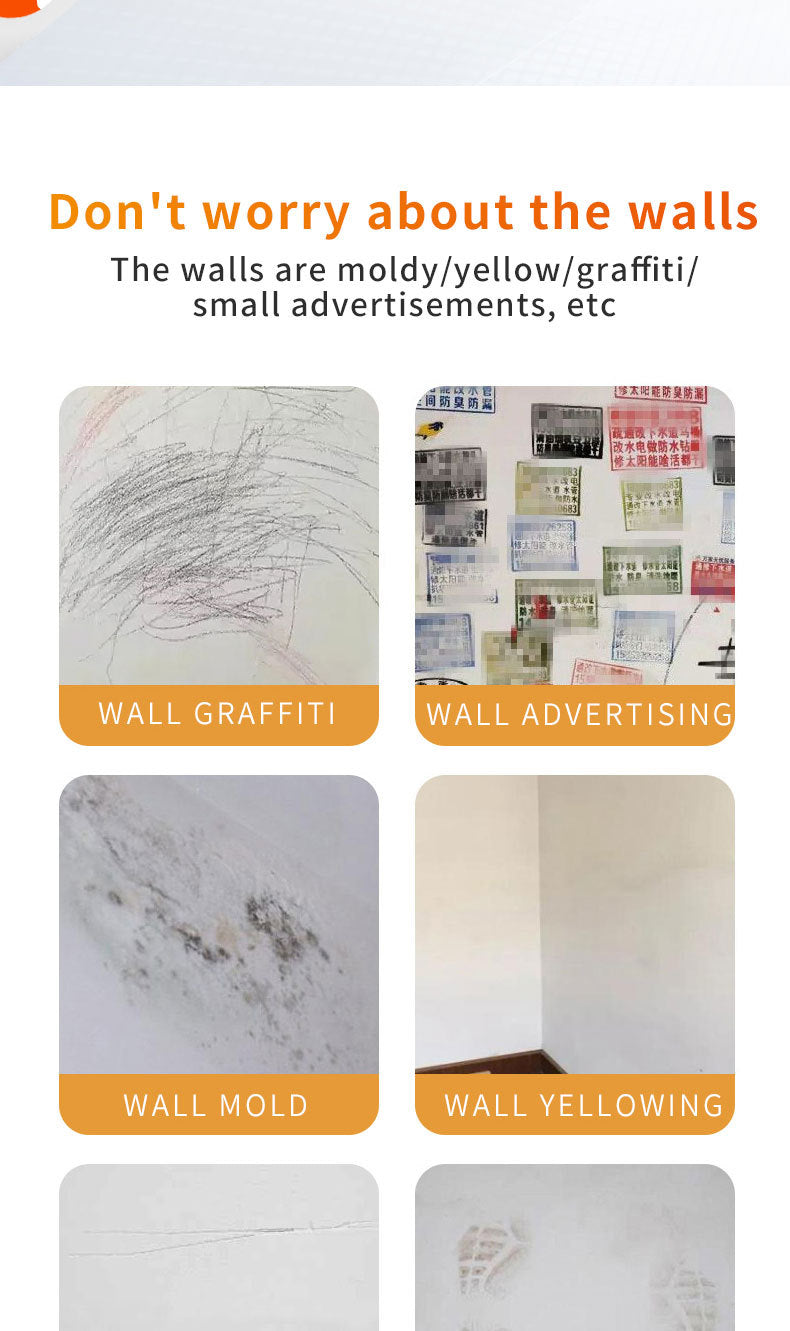 Orange Wall Large Roller Brush Repair Paint Water-Based Odorless Latex Paint Graffiti Cover Wall Roller Paint