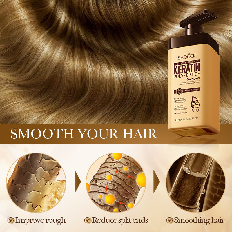 Keratin Peptide Anti-Dandruff Shampoo SADOER Fluffy Cleansing Shampoo Cross-Border Wholesale