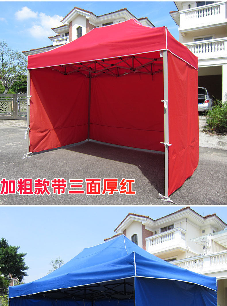 Night Market Stall Tent with Enclosure Transparent Four-Sided Windproof Rainproof Foldable Enclosure Four-Leg Umbrella Canopy Sunshade