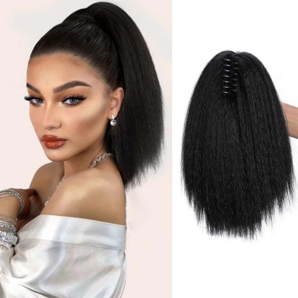 European and American Style Claw Clip Ponytail Wig yaki Ponytail Fluffy Straight Hair Short Ponytail African Synthetic Long Hair Braid