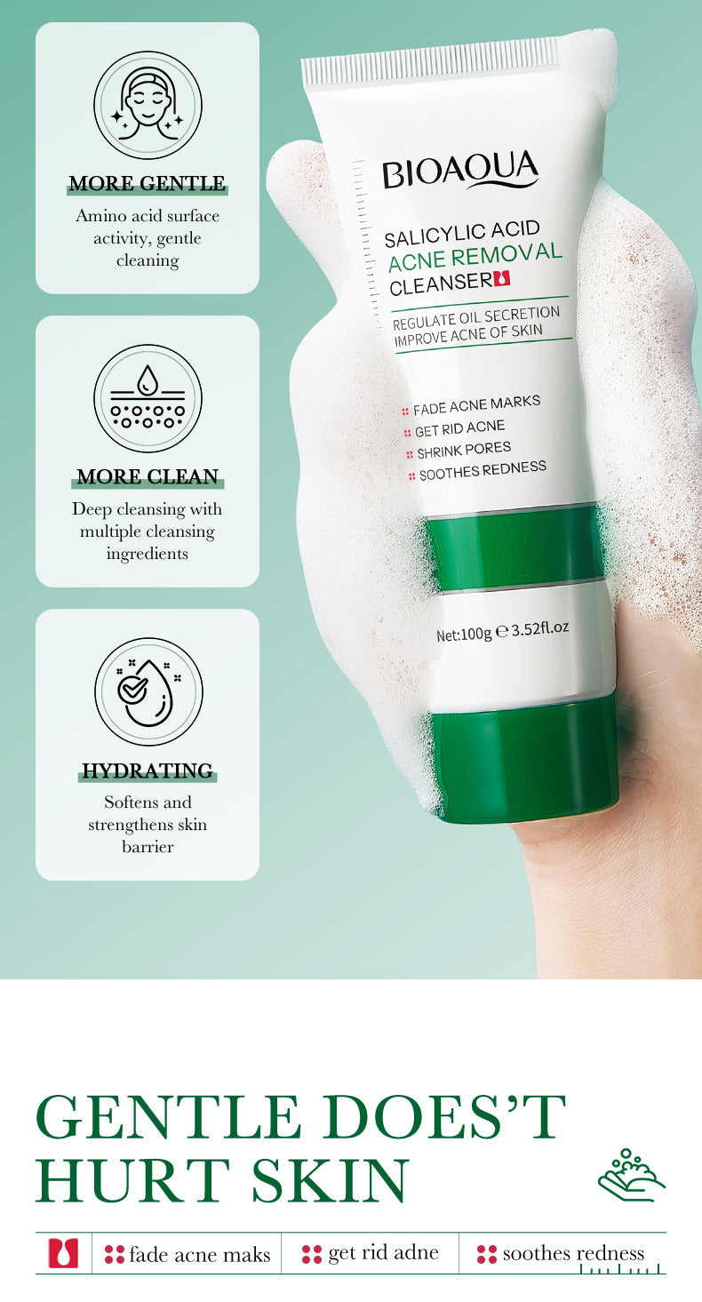 Salicylic Acid Facial Cleanser100g BIOAOUA Deep Cleansing Moisturizing Facial Cleanser  Wholesale