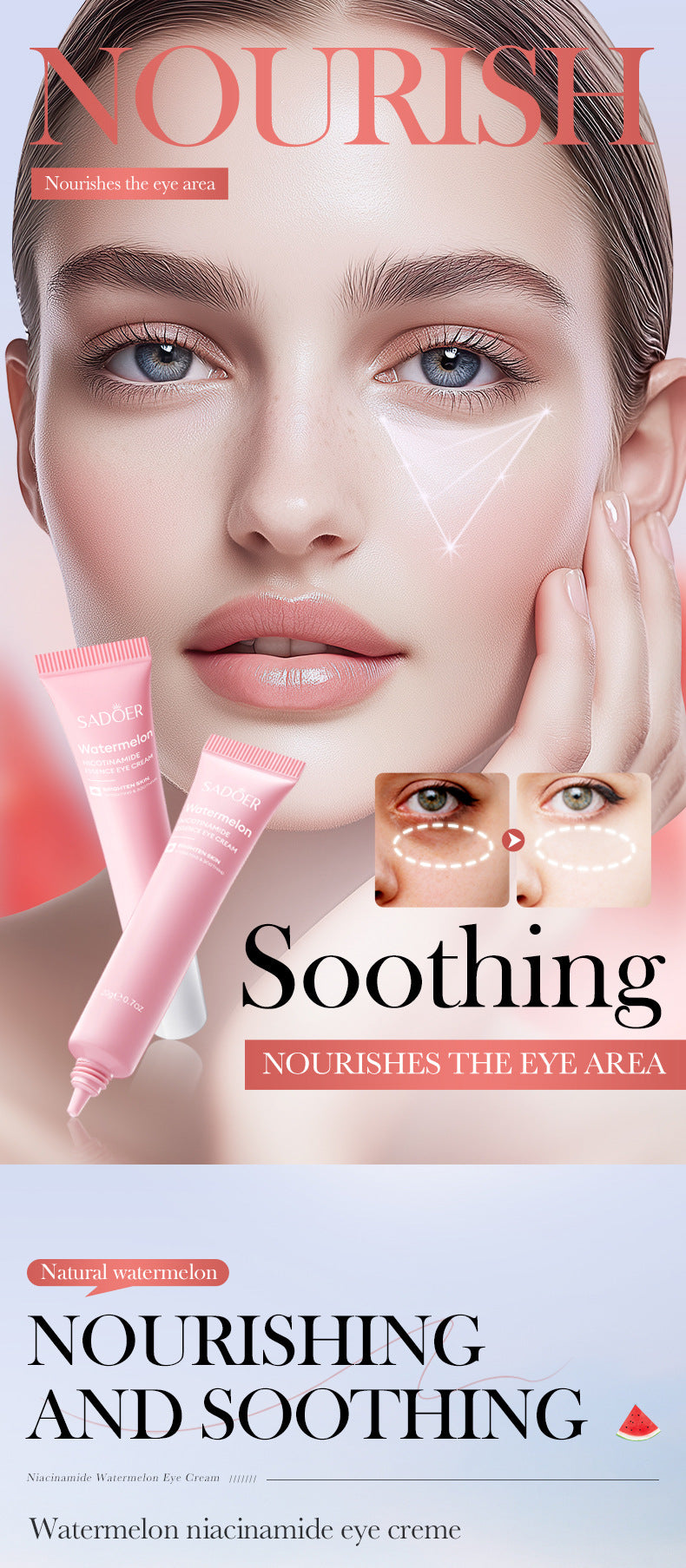 Watermelon Niacinamide Essence Eye Cream SADOER Moisturizing Eye Cream for Eye Area Wholesale Cross-Border Trade
