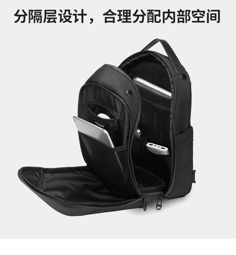 OZUKO Business Chest Bag Men's Large Capacity Waterproof Crossbody Bag High-end trendy brand simple commuter portable bag