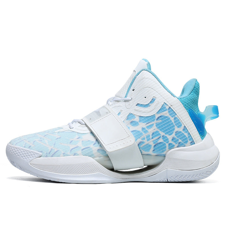 Autumn and Winter New Water Flower4Trendy Casual Basketball Shoes for Teenagers with Velcro Friction Sound and Non-Slip Sports Shoes