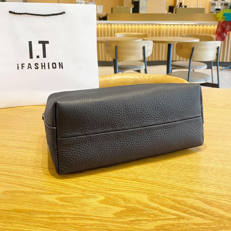 Women's Genuine Leather Bag2025New Style Lunch Box Bento Boston Bag Top Layer Cowhide Crossbody Niche Single Shoulder Crossbody